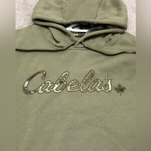 Cabela's Game Day Hoodie Camo Logo & Hood Lining Outdoor Normcore Brown Mens XL